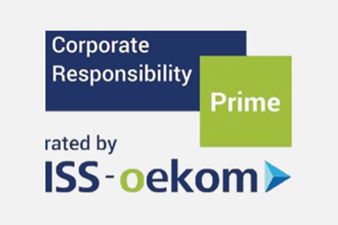 Logo Corporate Responsibility Prime – Nachhaltigkeitsrating ISS-oekom für die DZ BANK Gruppe.